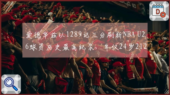 爱德华兹以1289记三分刷新NBA U26球员历史最高纪录，年仅24岁212天